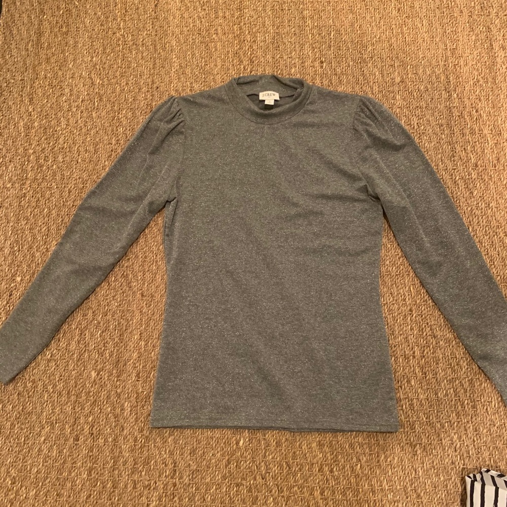 J.Crew Metallic Mock Turtleneck Long Sleeve Gray